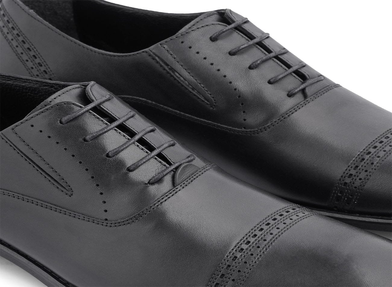 Genuine Leather Cap Toe Oxfords