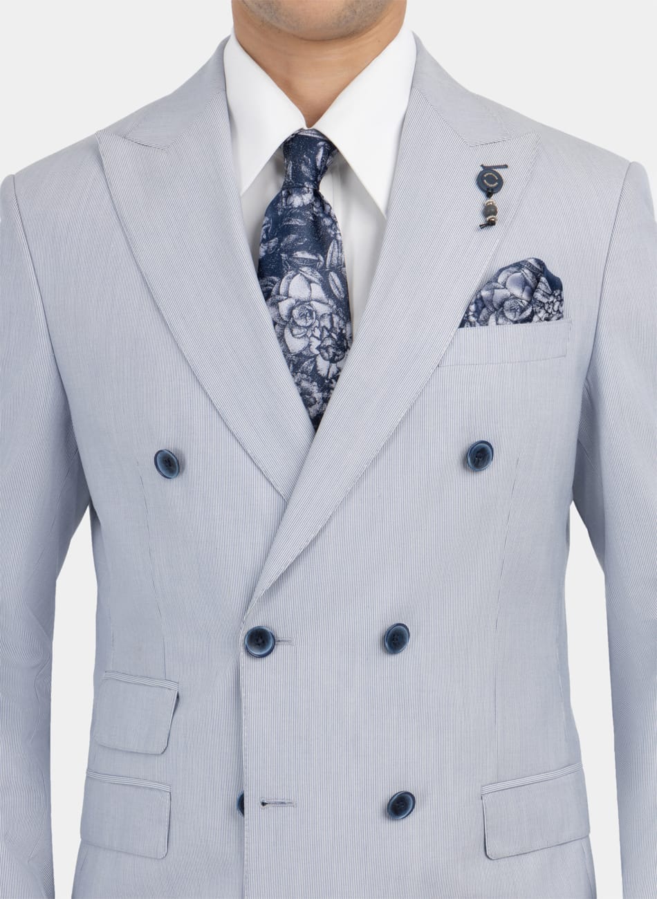 STRIPED PEAK LAPEL SUIT