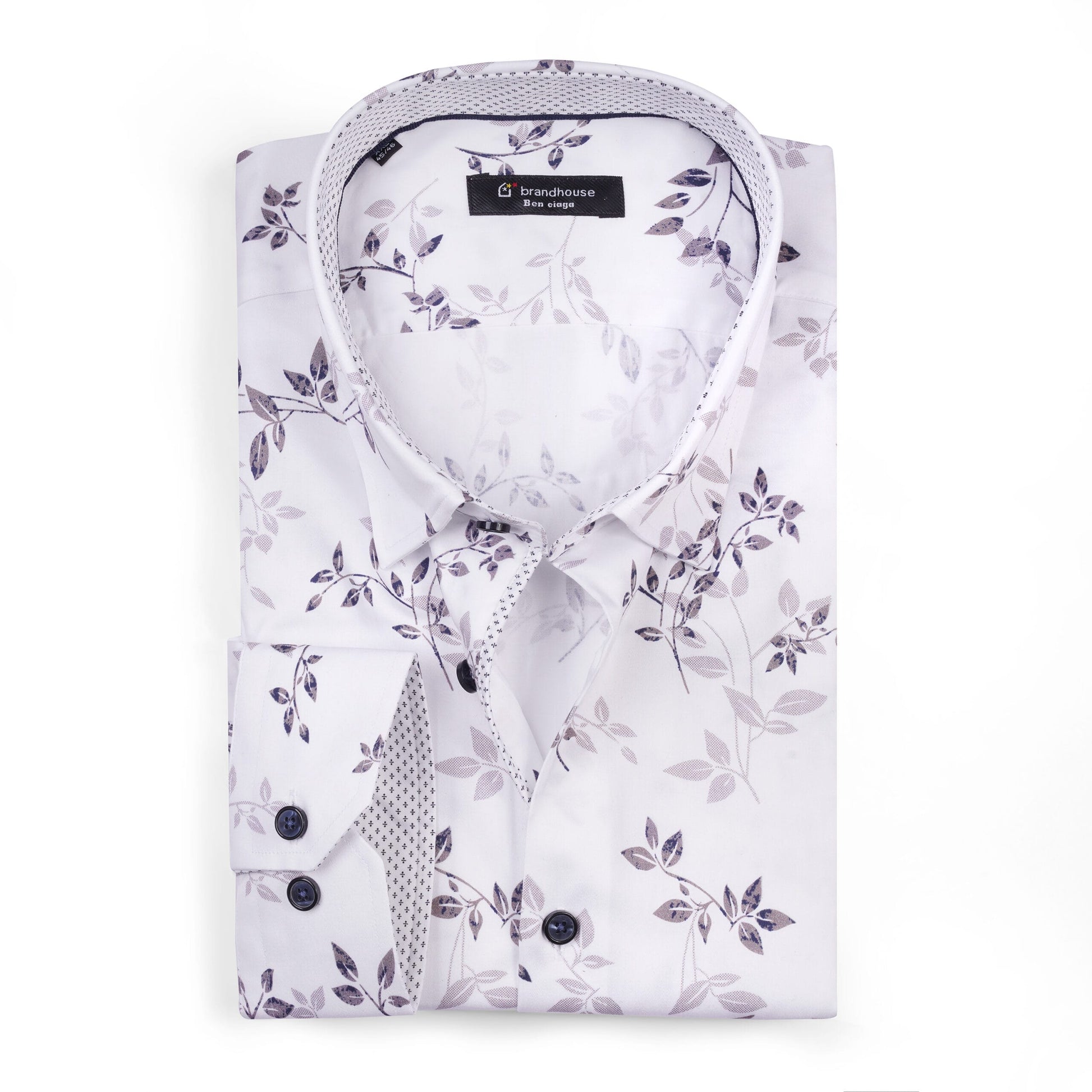 leaf pattern Poplin Shirt