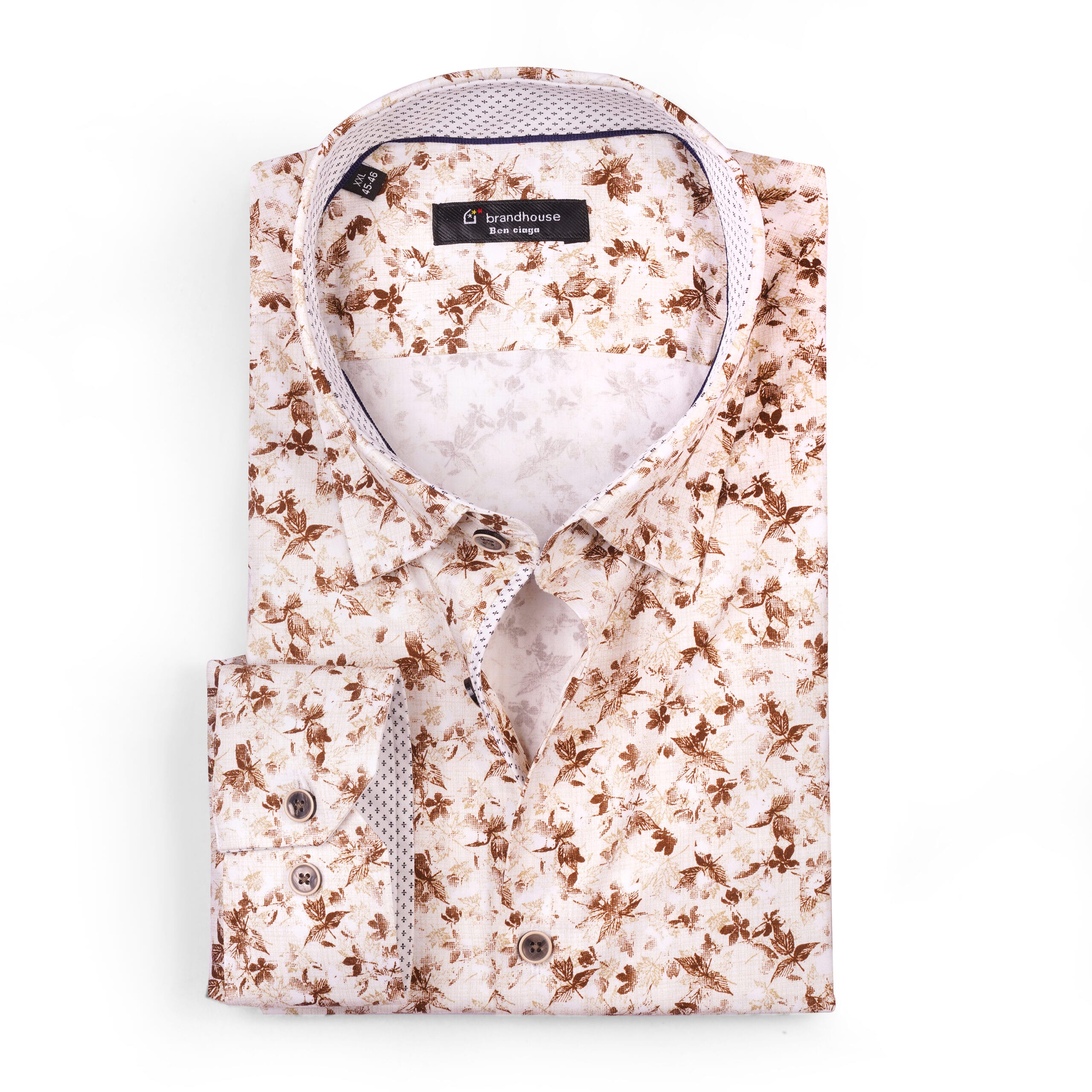 Image of Floral leaf pattern Poplin Shirt