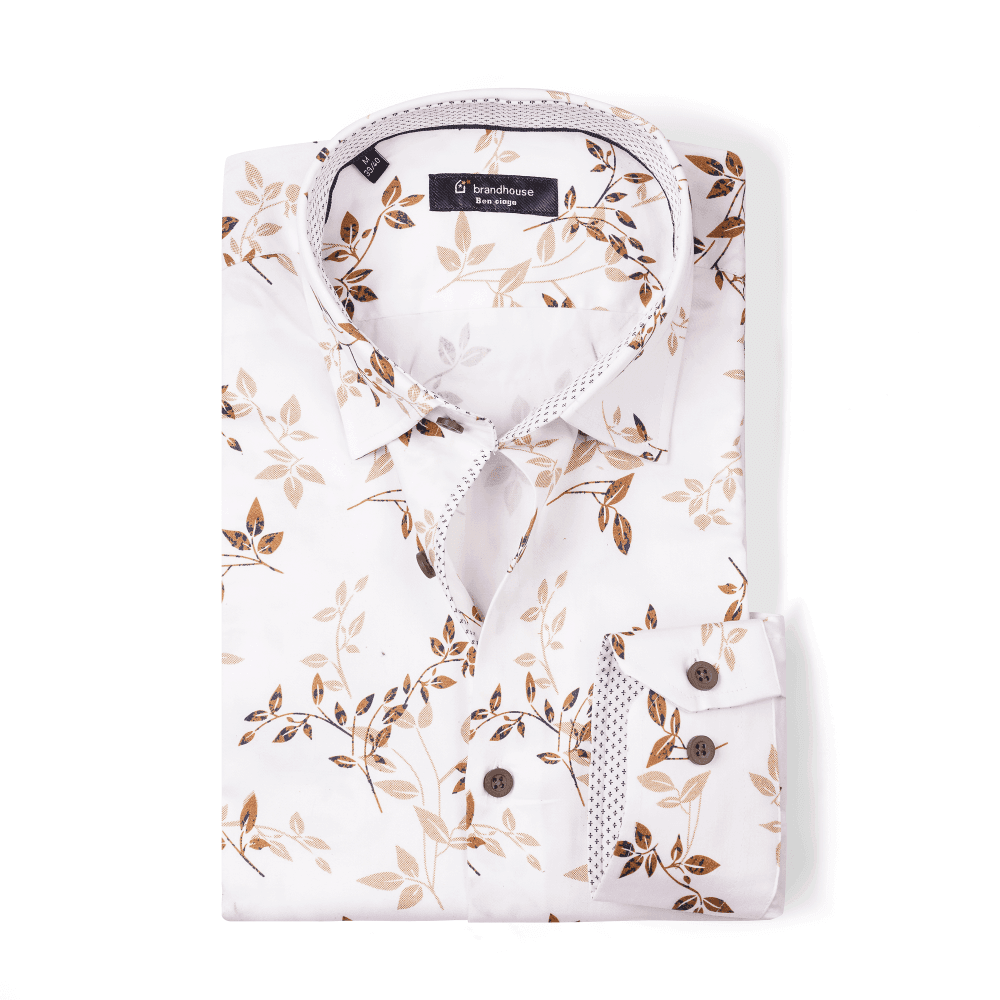 leaf pattern Poplin Shirt