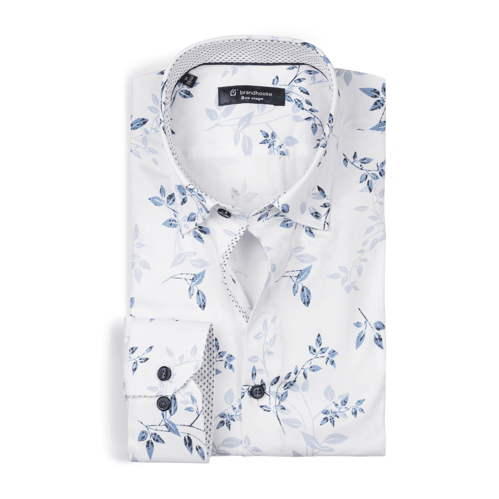 leaf pattern Poplin Shirt