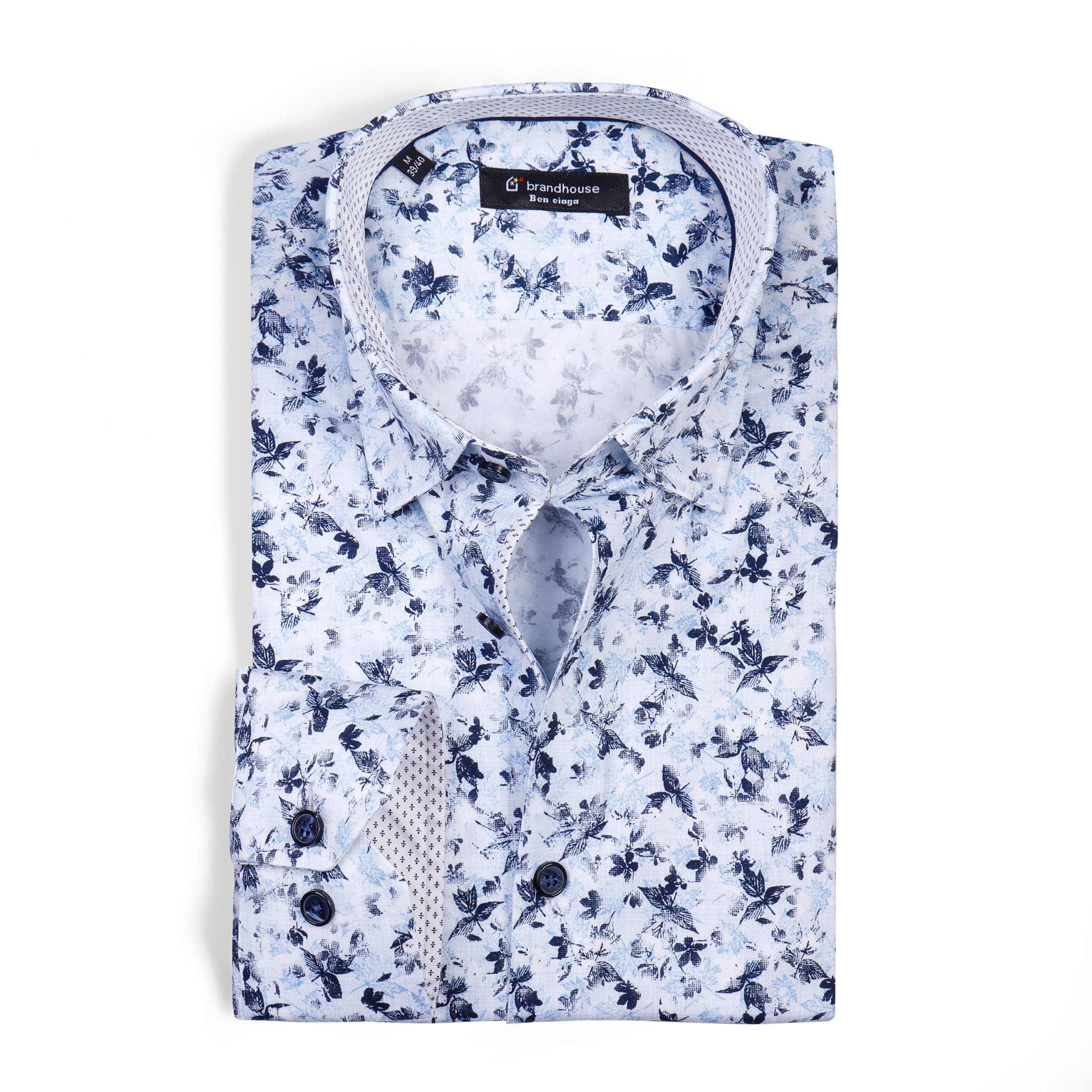 Image of Floral leaf pattern Poplin Shirt