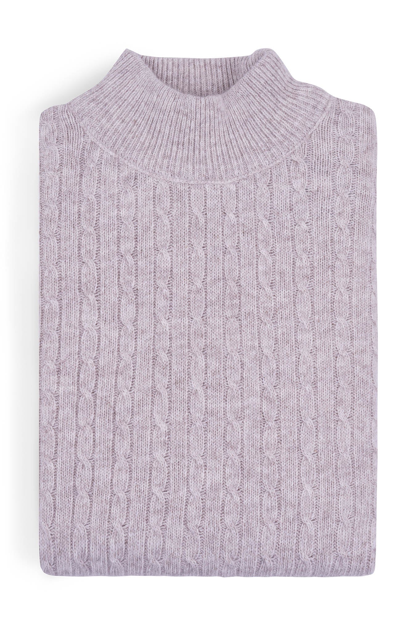 Image of Folded cable knit sweater on a white background